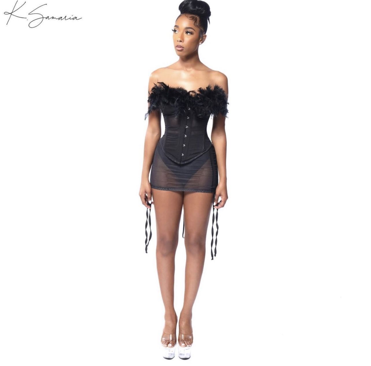K.Samaria - Black Corset Two Piece 