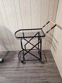 2-tier collapsible metal utility and grocery cart