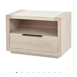 Beige Wood and Stone Nightstand 