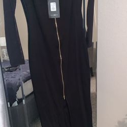 Fashion Nova Black Zipper Dress