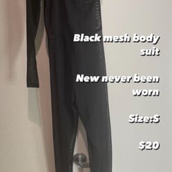 Black Mesh One Sleeve Bodysuit