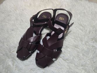 Zara Burgundy Gladiator Sandals Women Size 9 New