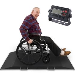 Heavy Duty Wheelchair Scale for Home Dr Office Hospital Assisted Living 700lb w/ Dual Extended Ramps