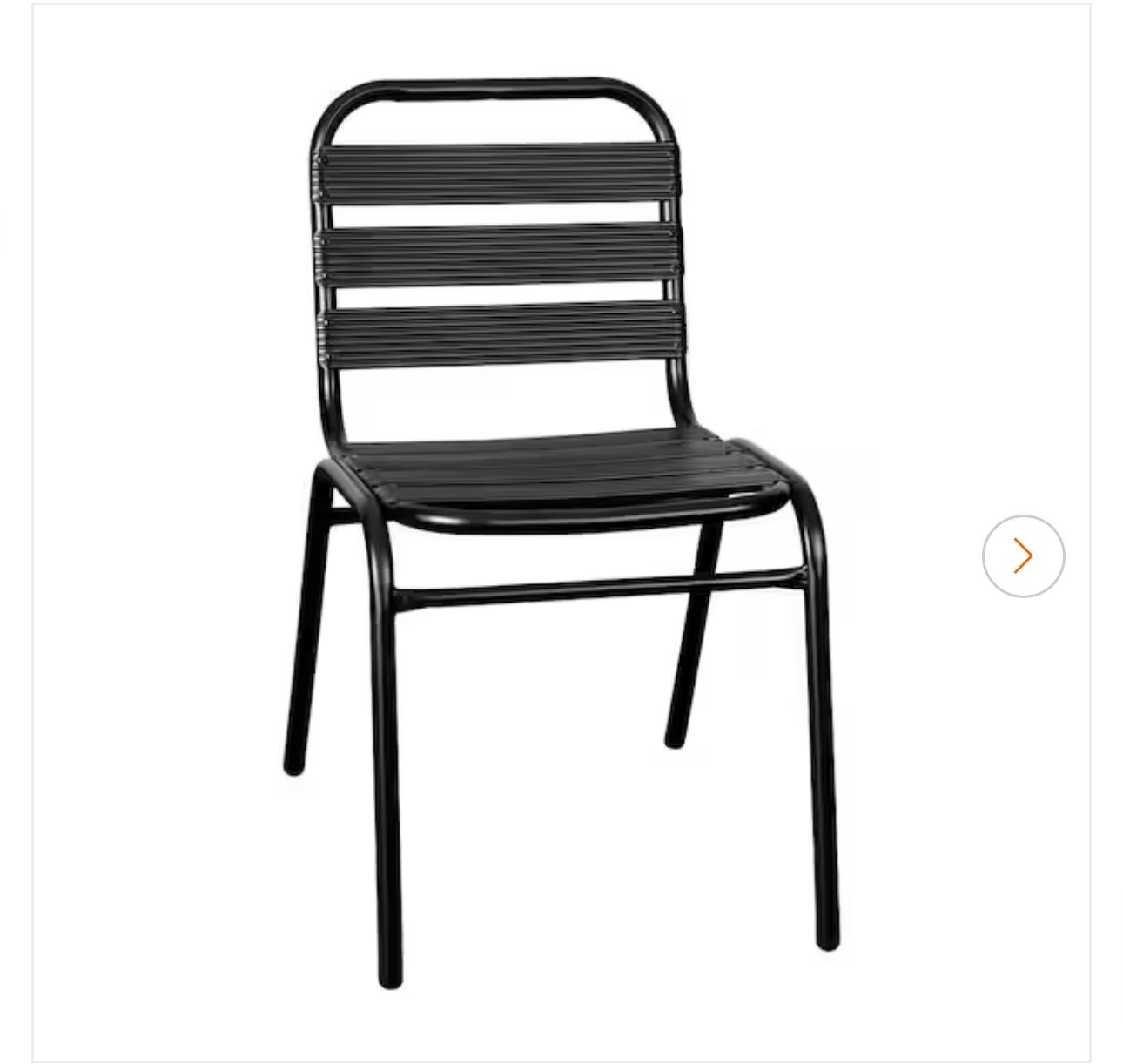 Lila 19.5 in. Black Metal Indoor-Outdoor Commercial Aluminum Restaurant Stack Chair with Triple Slat Back
