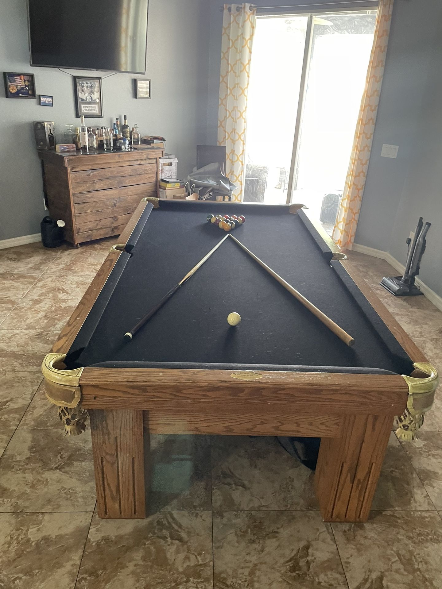 Oak Professional Pool Table With Stick Holder