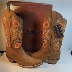 Ladies Leather Sunflowers Boots