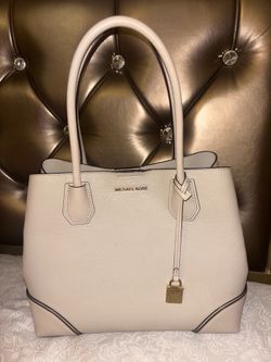 Michael Kors Beige Pebbled Leather Tote with Gold Charm & Wallet