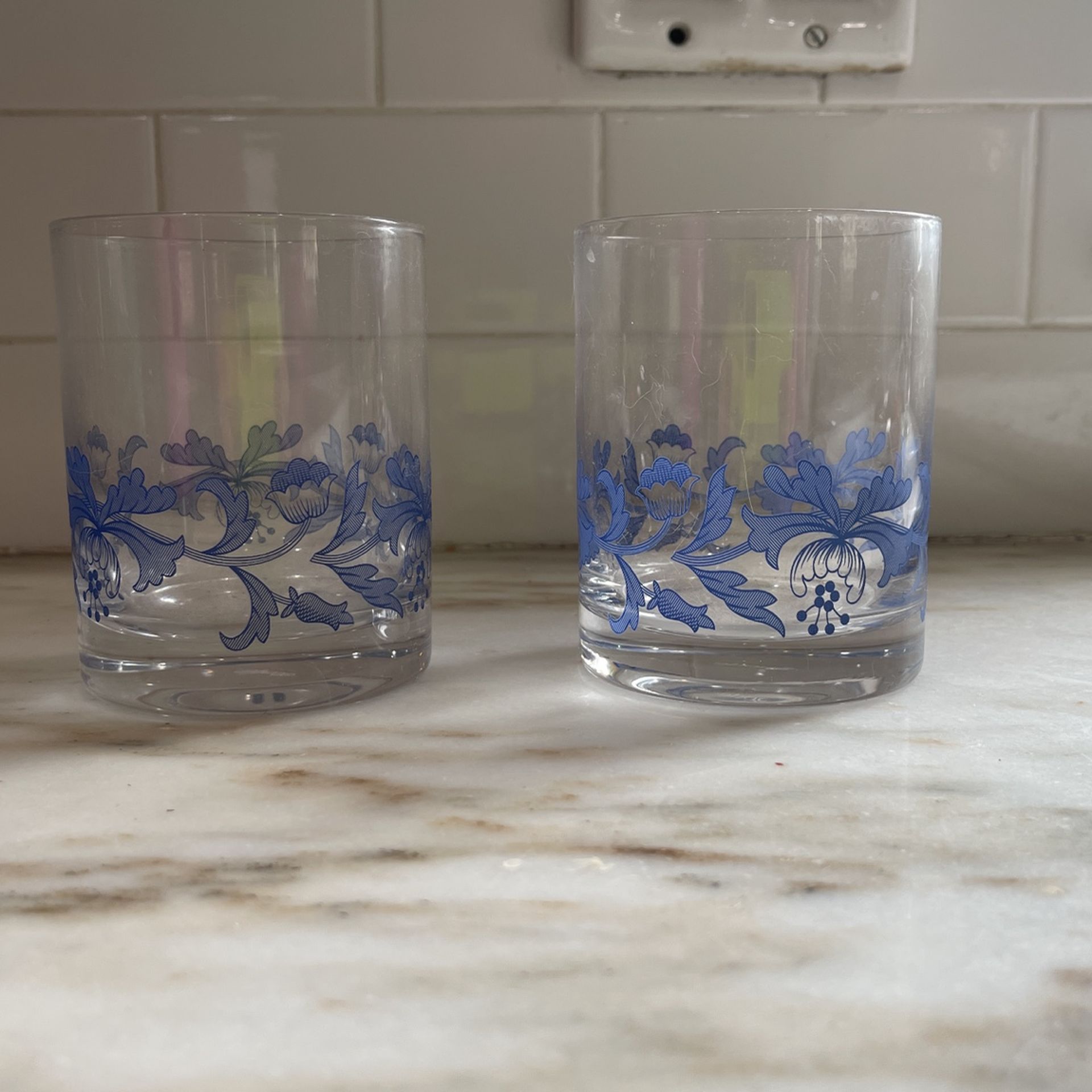 Spode Blue Italian Double Old Fashioned Glasses 