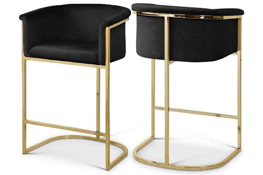 Brand New Donatella Velvet Counter Stool SKU: 700Black C