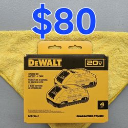 Dewalt Compact 4.0ah Battery Set ($80 for both Batteries)