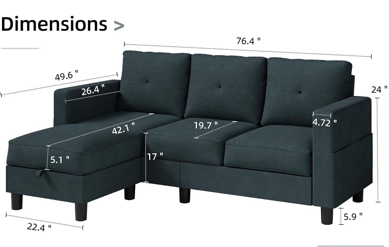 Sofa With Footstool And Storage