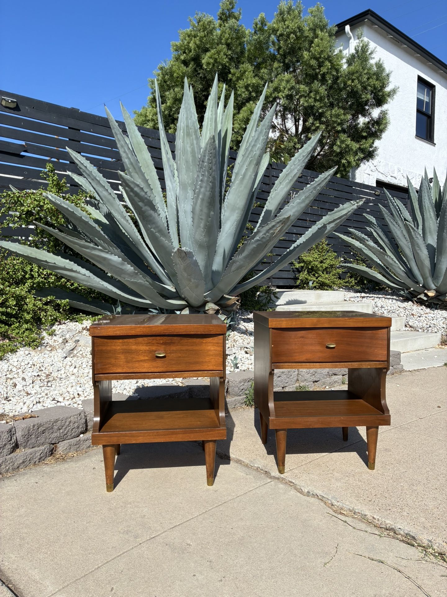 Mid Century Modern Walnut Nightstands - Set of 2 MCM