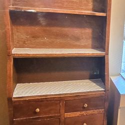 1930's SOLID Oak BOOKSHELF W/ STORAGE DRAWERS  