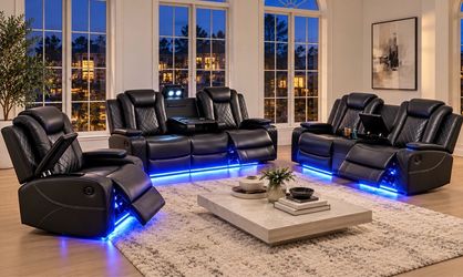 💥FREE DELIVERY💥Brand New POWER, LED, USB 3PC Reclining Sofa Loveseat Chair Set