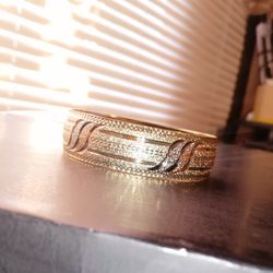 Gold Plated Diamond Cut Bangle Size 6