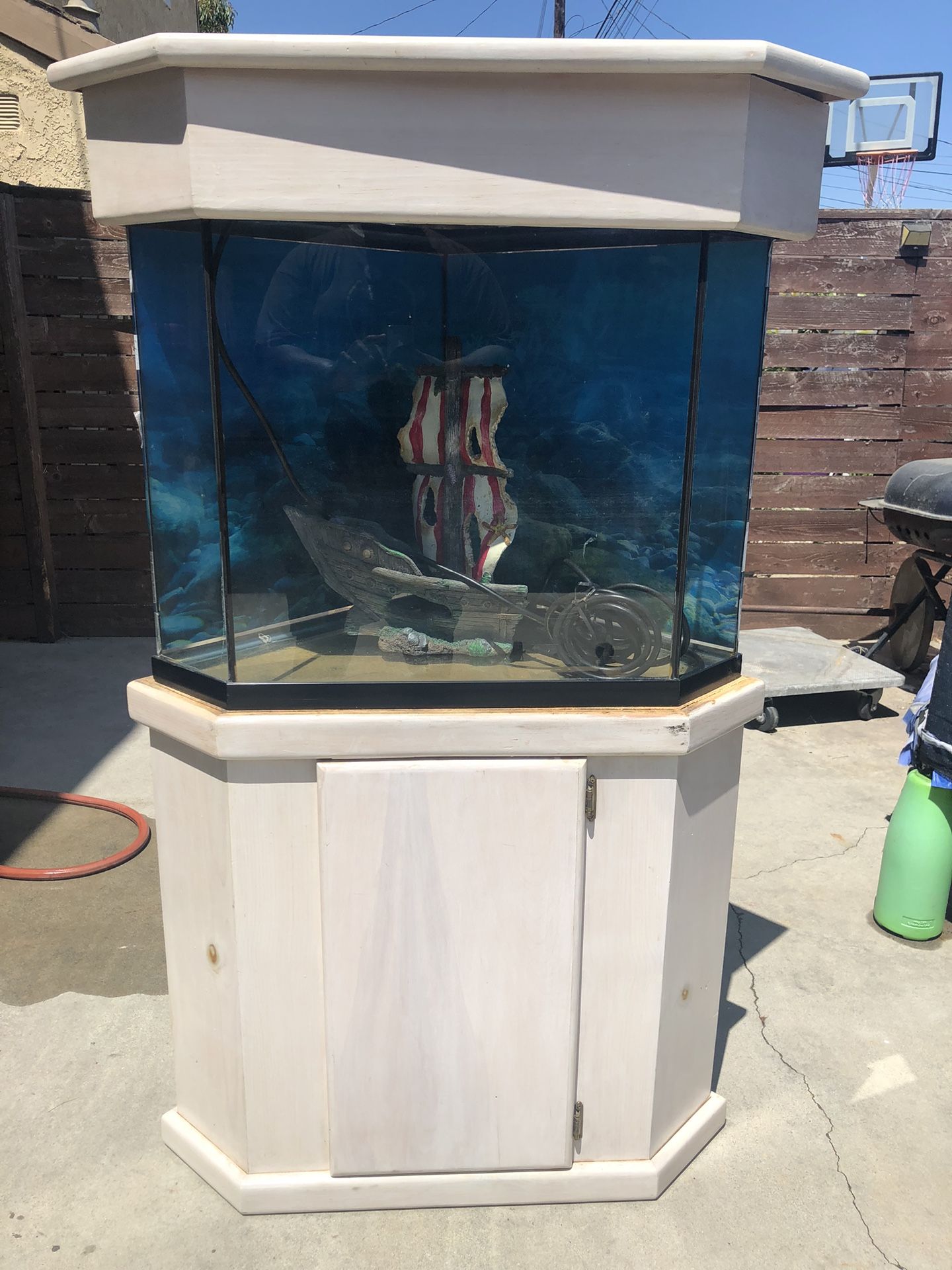 50 Gallon Glass Corner Fish Tank With Stand And Canopy