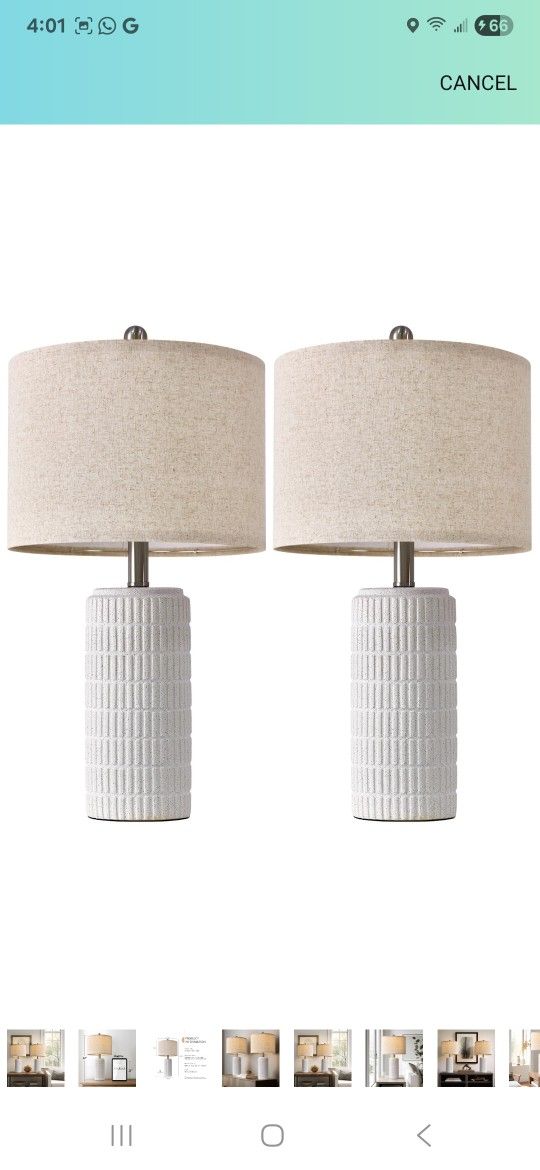 PoKat 23" Table Lamp, Farmhouse Bedside Lamps for Bedroom Set of 2, Ceramic End Table Lamps for Living Room, Traditional Nightstand Desk Lamps, Froste
