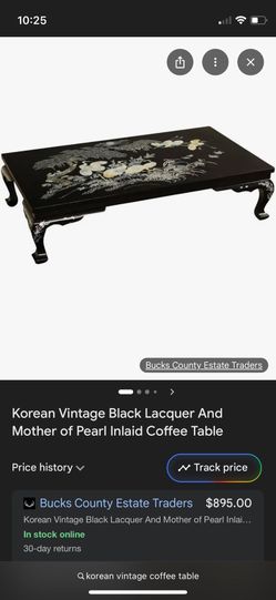 Korean Vintage Black Lacquer/Mother Of Pearl Table