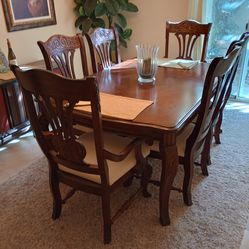 Solid wood dining table six chairs