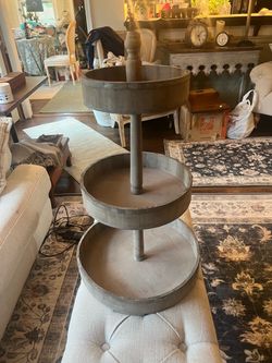 Creative Co-Op Decorative Wood & Tin 3 Tier Rustic Tray