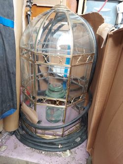 Antique Handmade Glass On Brass Chandelier