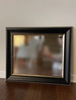 Thomas 21.75 in. x 25.75 in. Modern Rectangle Framed Black Bronze Bathroom Vanity Mirror