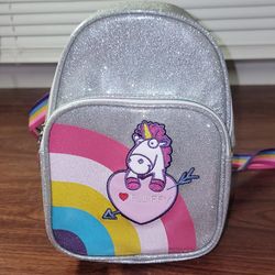 Despicable ME Universal Studios Parks Fluffy Unicorn Silver Rainbow Mini Backpack Bag
