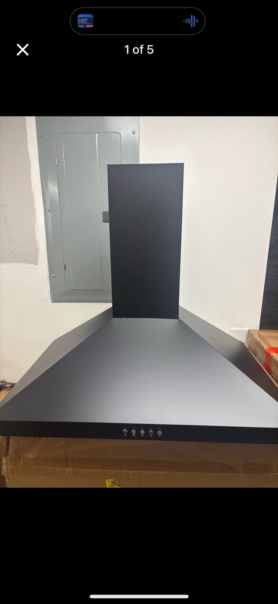 New 30” Black Wall Mount Range Hood 