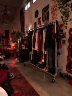 6 foot wide vintage sturdy clothing rack, welded from manufacturer in one piece