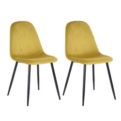 Homy Casa Charlton 2PC Velvet Dining Chair in Yellow
