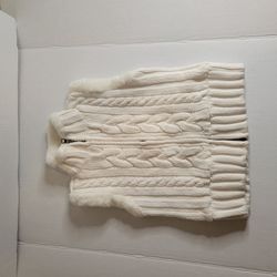 GAP KIDS cable Knit Zip Up Vest Toddler Girls Size 6/7  Off White