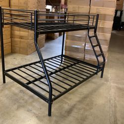 Twin Bed, Full Bed, Twin Full Bunkbed, Sturdy, Black 