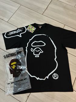 BAPE black tee with white logo Size M