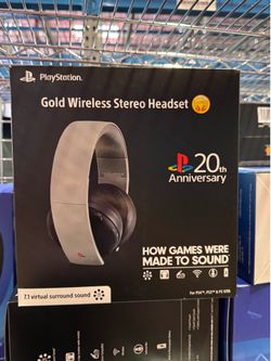 Gold Wireless Stereo Headset 20th anniversary ps4, ps3, ps VITA
