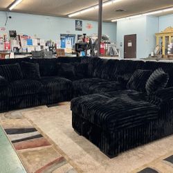Brand New Comfy Corduroy Pullout Sectional Set