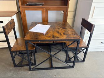 Kids Table and 2 Chairs Set, 4 in 1 Toddler Activity Table and Chairs Set with Storage, Children Desk and Chairs Set for Crafts, Brown
