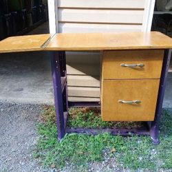 Fold top desk, metal legs dimensions 48" length x 20" width 29.5" height 