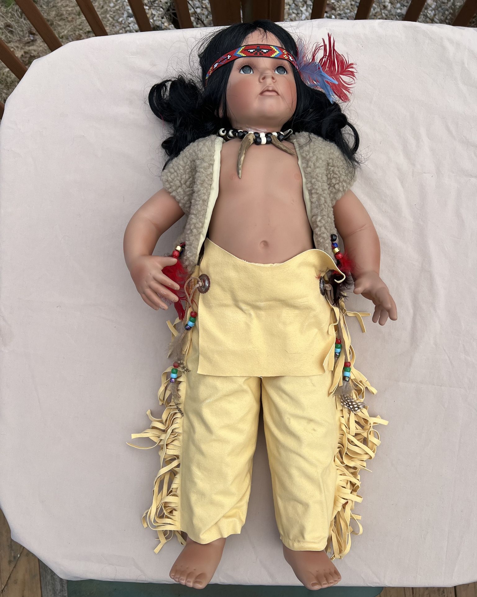 “Scout” Porcelain Native American Boy Doll by Donna RuBert
