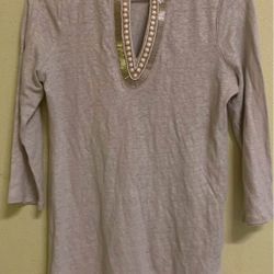 Chico’s Linen Embellished Tunic Size S 