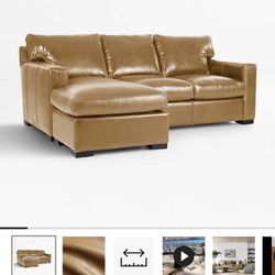 Crate and Barrel Axis 88" Leather Left-Arm Storage Chaise Lounge Queen Sleeper Sectional Sofa