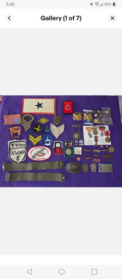 Vintage Lot of Assorted Military Patches, Pins, Metal Buttons