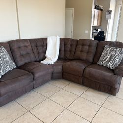 Good Condition Dark Brown Reclining Sectional-FREE DELIVERY 