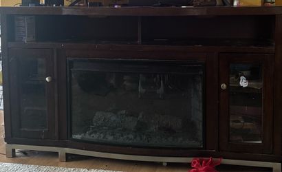 Tv shelf with fireplace