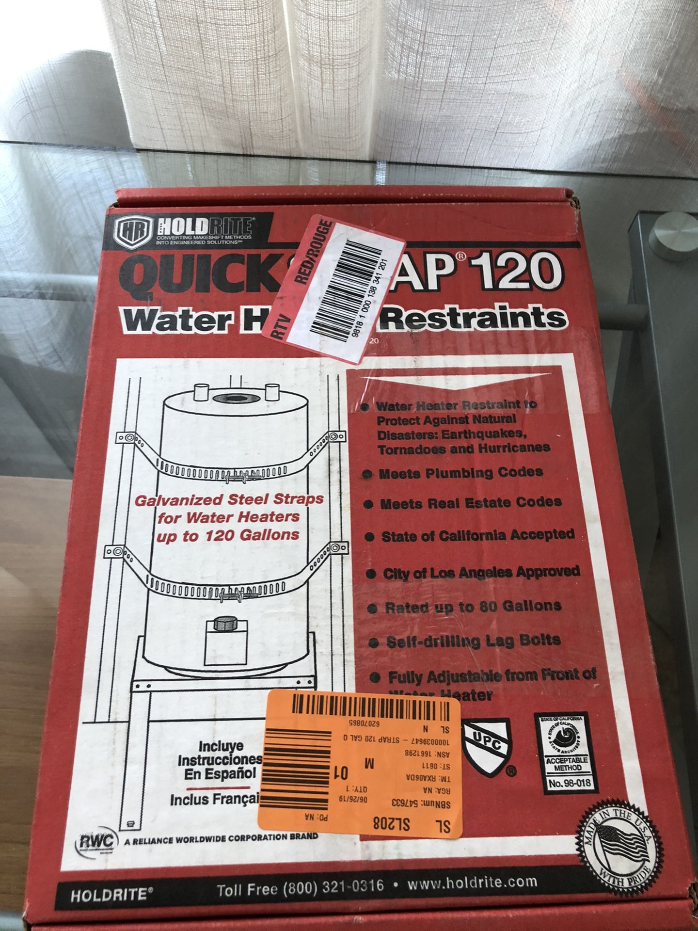 Quick strap 120 water heater restraints