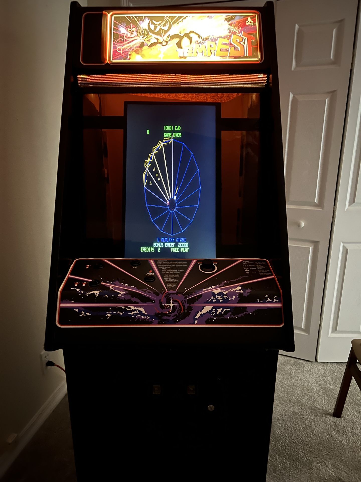 Atari Tempest Arcade Machine – 1981 Classic Reproduction, w/ modern electronics