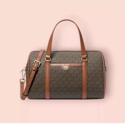 Michael Kors Jet Set Travel Medium Signature Logo Duffel Crossbody Bag