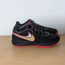 Nike LeBron 20 XX Trinity Miami Heat Black Red Sneakers DJ5423-001 Men's Size 9