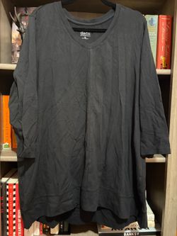D&Co Essentials Gray V Neck Tunic, Size 2X