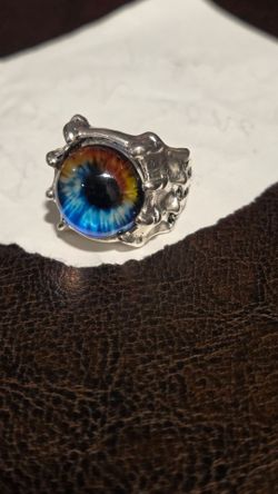 Adjustable Evil Eye Statement Ring Size: 7 to 11