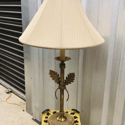 Antique Tall Glazed Metal Lamp 